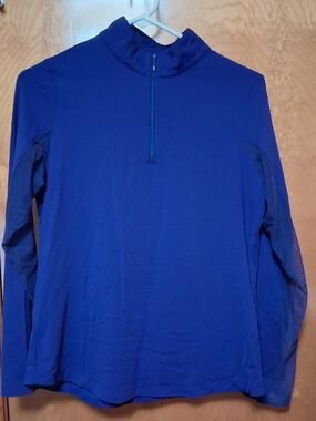 IBKUL Long Sleeve Women’s Navy Blue 1/4 Zip Mock Neck UPF 50+ Golf/Sun Top Small